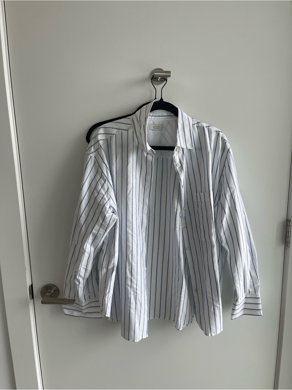 AYR White and Blue Stripe Button-Up Shirt